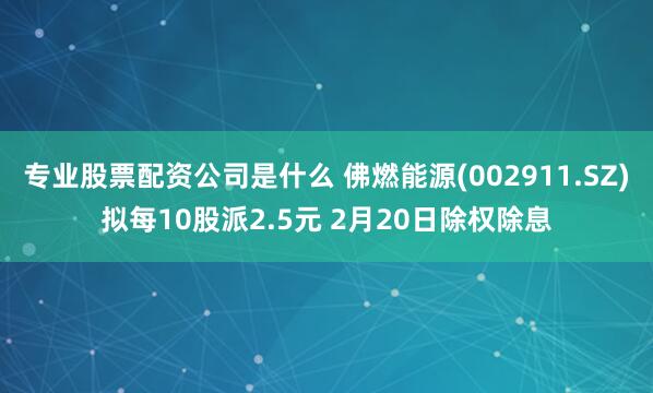 专业股票配资公司是什么 佛燃能源(002911.SZ)拟每10股派2.5元 2月20日除权除息