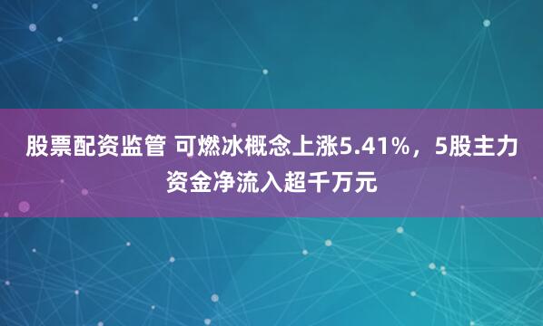 股票配资监管 可燃冰概念上涨5.41%，5股主力资金净流入超千万元
