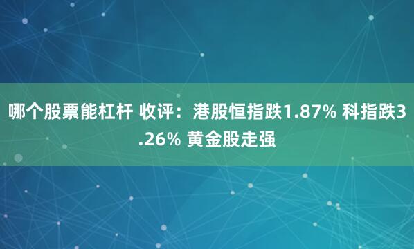 哪个股票能杠杆 收评：港股恒指跌1.87% 科指跌3.26% 黄金股走强