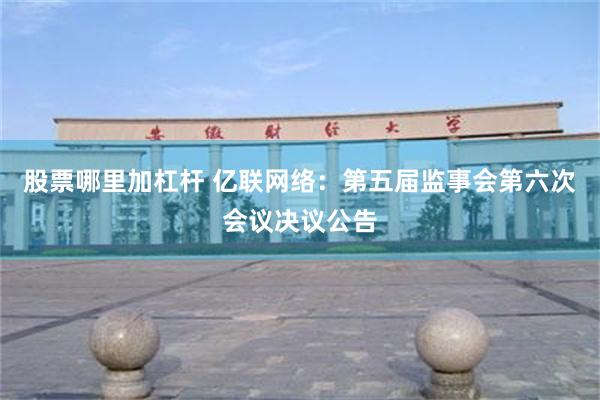 股票哪里加杠杆 亿联网络：第五届监事会第六次会议决议公告