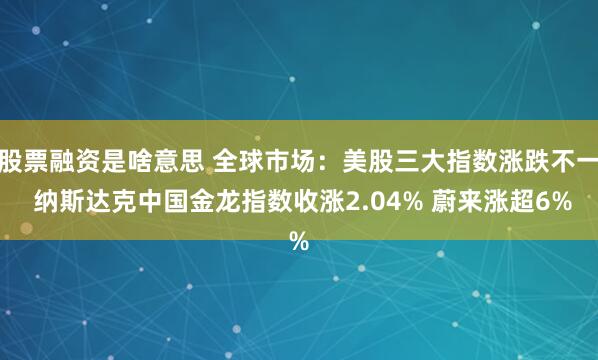 股票融资是啥意思 全球市场：美股三大指数涨跌不一 纳斯达克中国金龙指数收涨2.04% 蔚来涨超6%