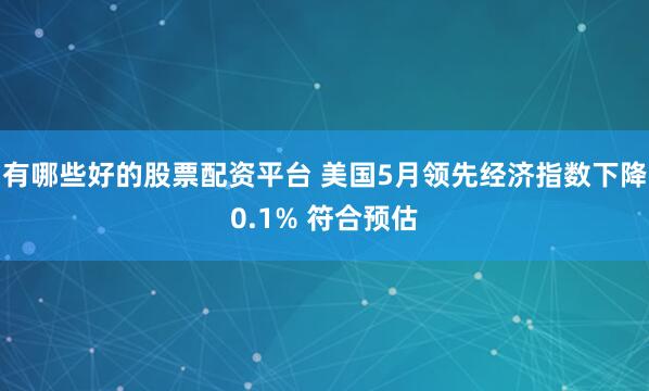 有哪些好的股票配资平台 美国5月领先经济指数下降0.1% 符合预估